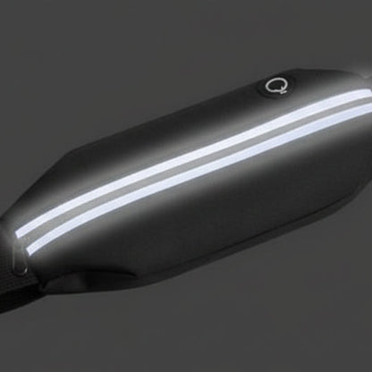 Black waistband with reflective strip on a gray background